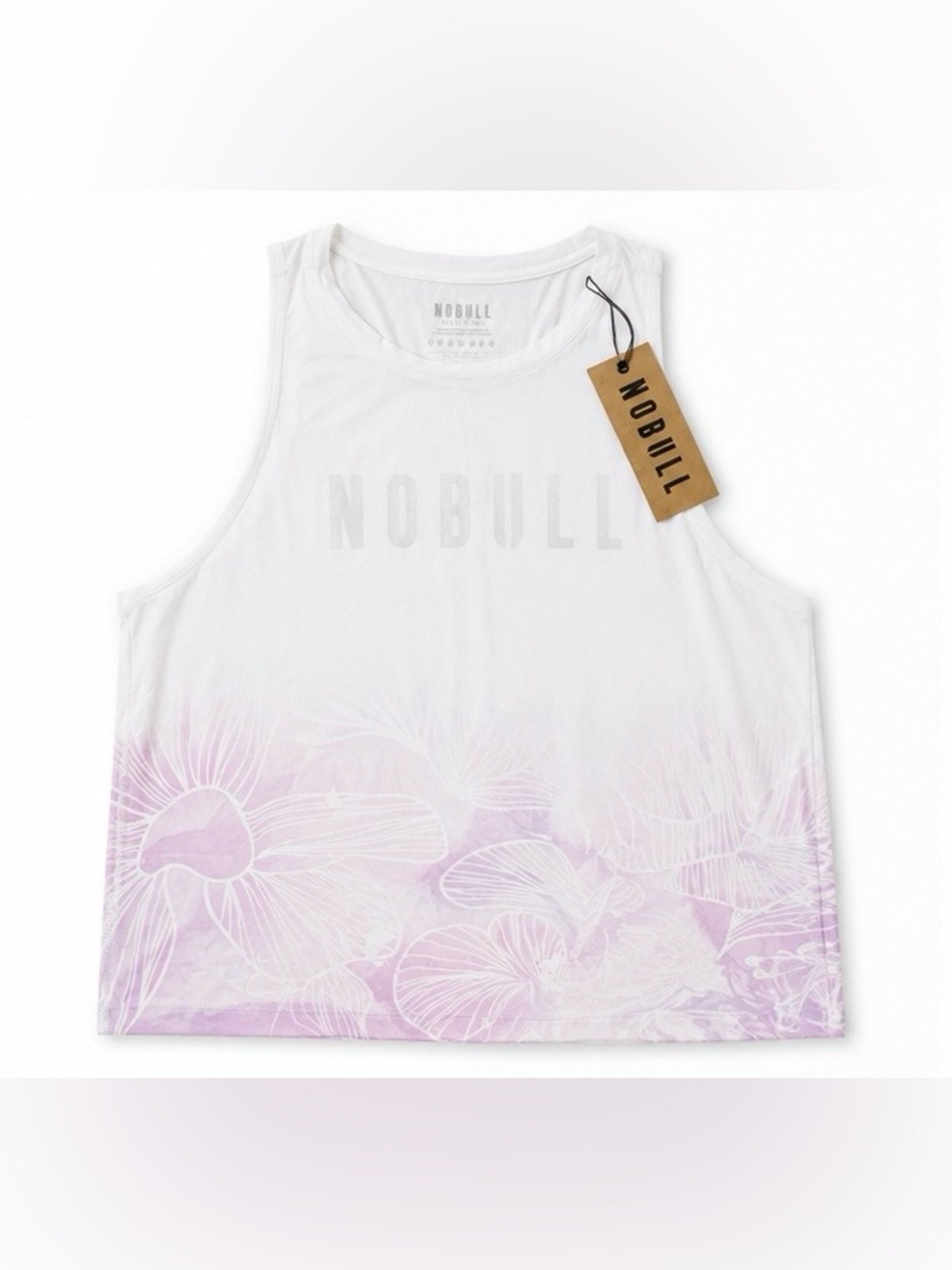 NOBULL White Floral Graphic Racerback Performance Tank Top Medium NWT - Picture 2 of 5